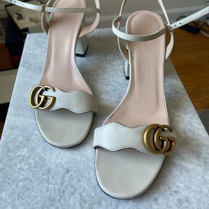 Gucci White Leather mid-heel sandal Size 38.5